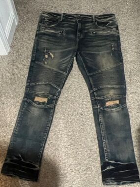 Slim Straight Distressed Black Jeans for Men